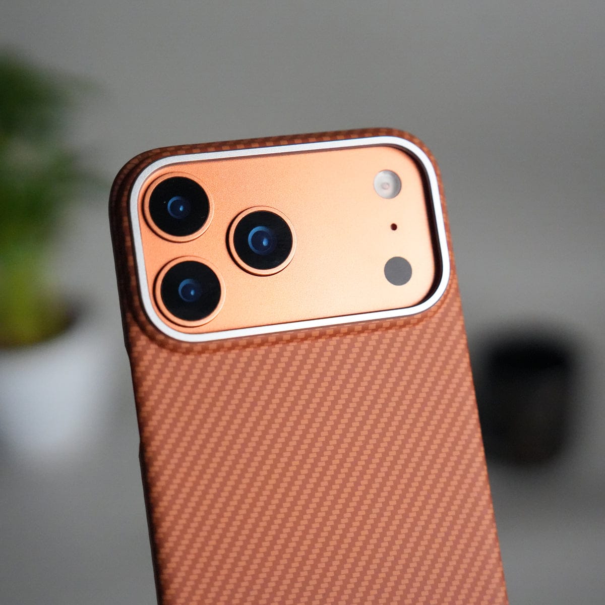 iPhone 17 Pro Carbon Fiber Slim Case | Ultra-Thin Matte Finish Protective Cover | Orange