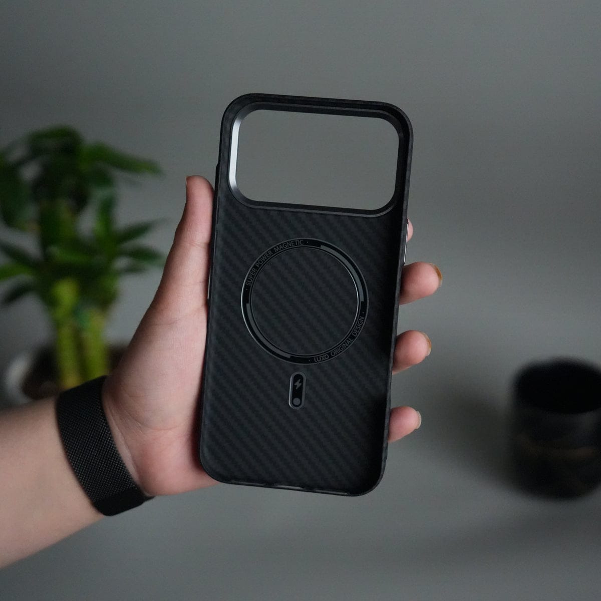iPhone 17 Pro Carbon Fiber Texture Design Hard Pc MagSafe Case Cover BlackCarbon