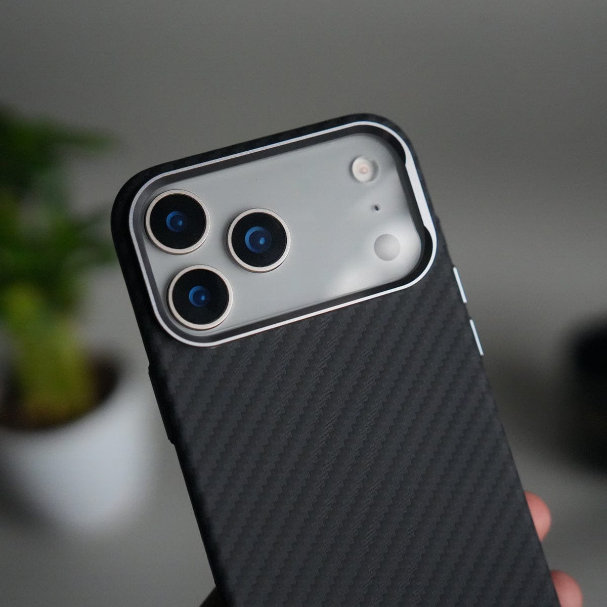 iPhone 17 Pro Carbon Fiber Texture Design Hard Pc MagSafe Case Cover BlackCarbon