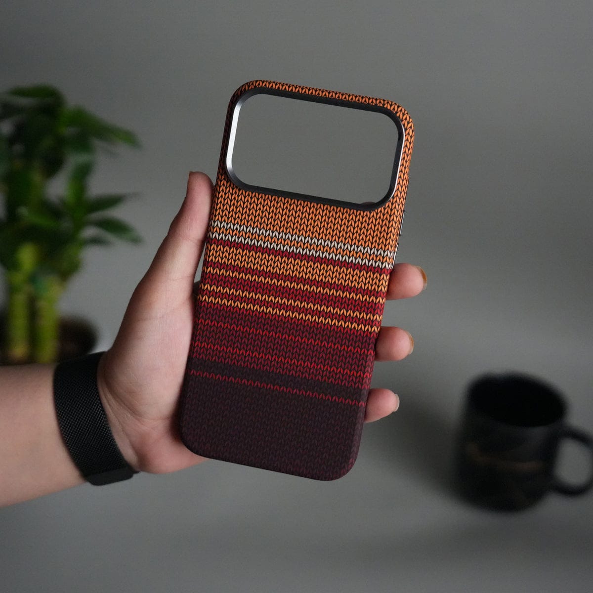 iPhone 17 Pro Carbon Fiber Texture Design Hard Pc MagSafe Case Cover RedOrange