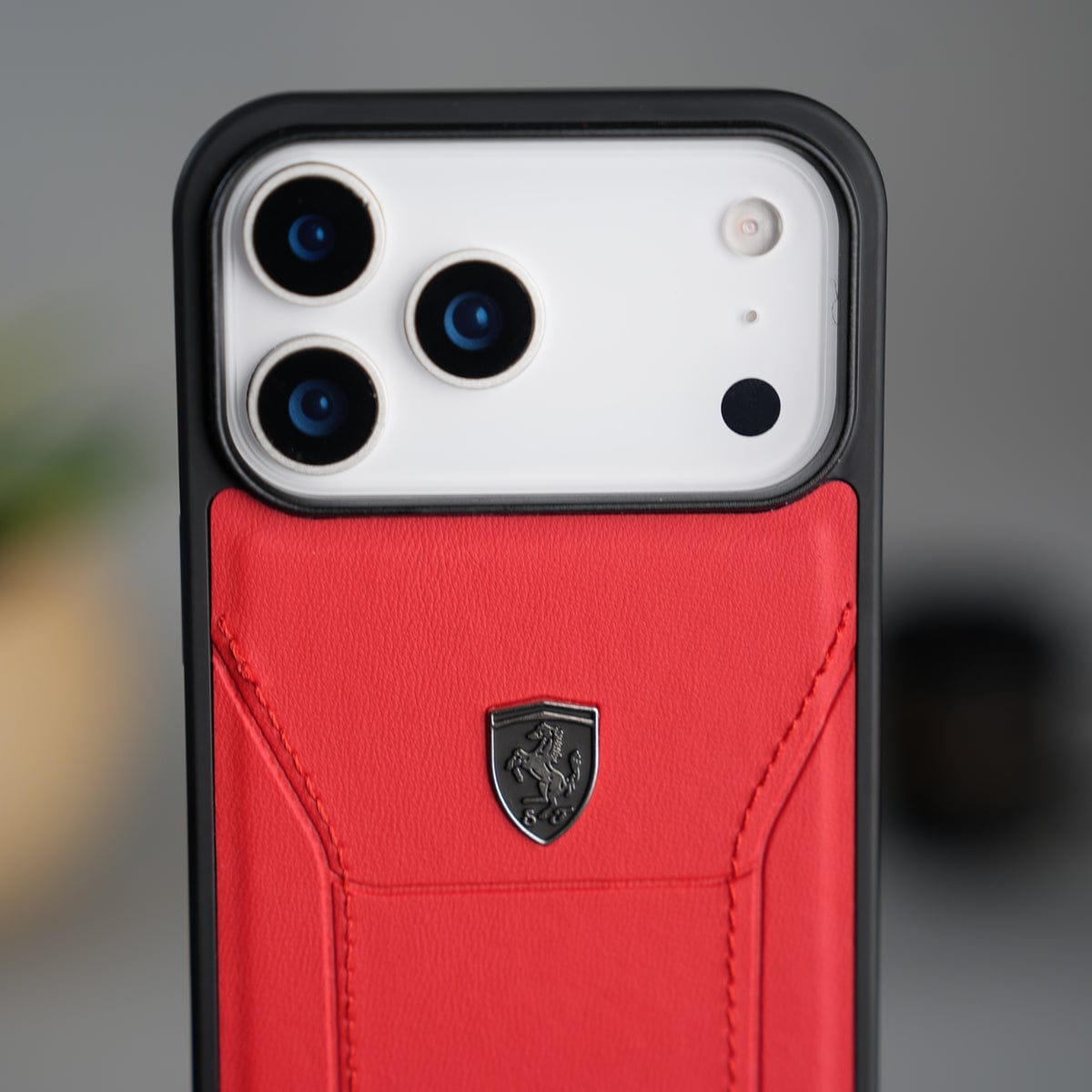 iPhone 17 Pro Max FR Stitched PU Leather Case Cover (Red)
