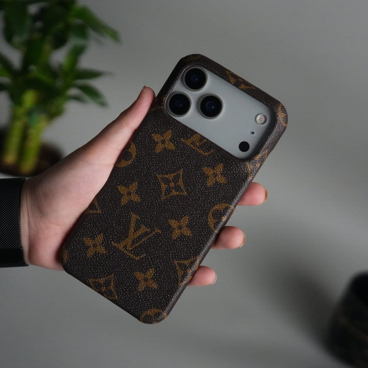 iPhone 17 Pro Max Luxury Brand Leather Case Cover (Dark Brown)