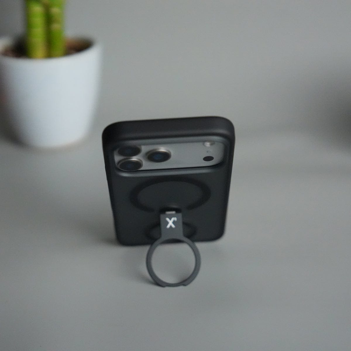 iPhone 17 Pro Magnetic Ring Stand Case | Frosted Shockproof Back Cover with Metal Kickstand & MagSafe Support