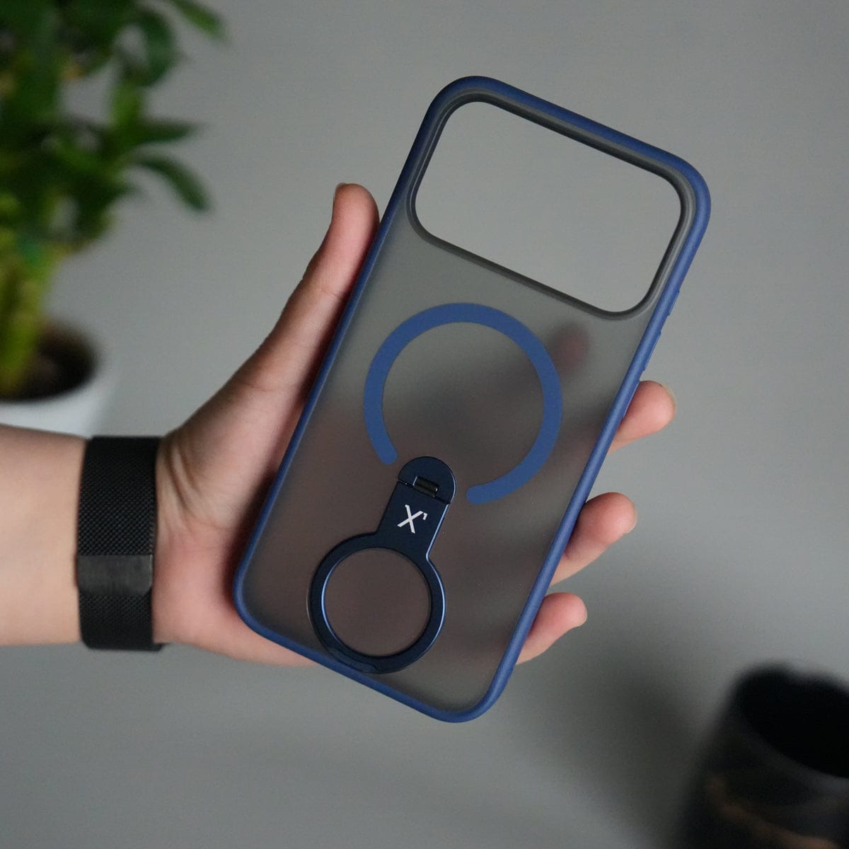 iPhone 17 Pro Magnetic Ring Stand Case | Frosted Shockproof Back Cover with Metal Kickstand & MagSafe Support