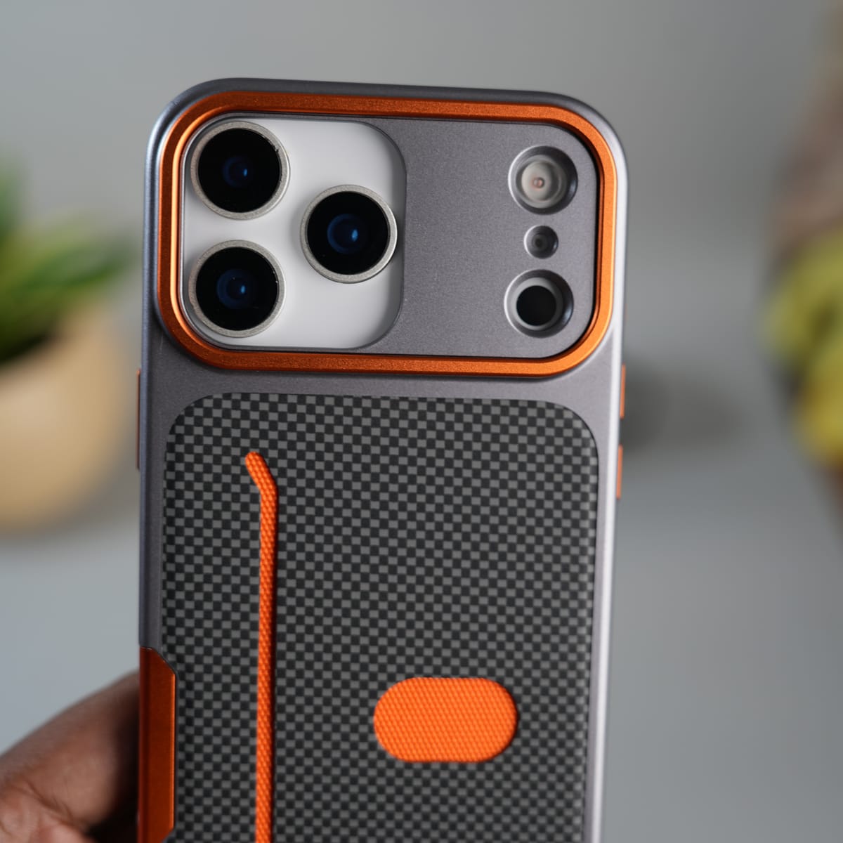 iPhone 17 Pro Metalic Grip Case with Camera Protection | MagSafe Supported Card Holder Back Cover