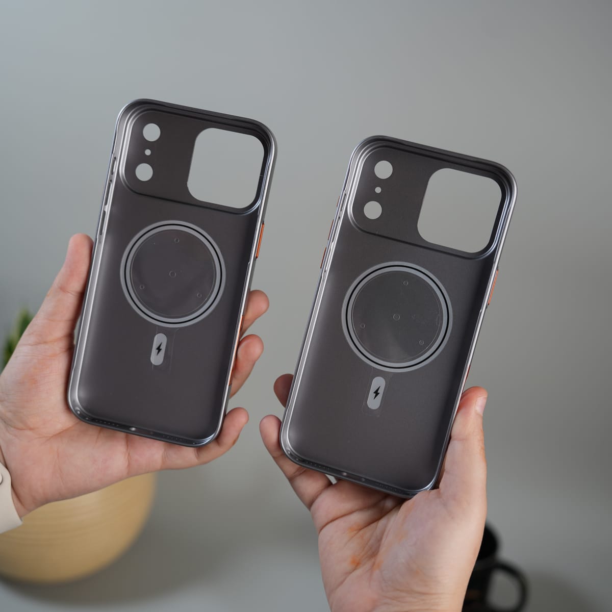 iPhone 17 Pro Metalic Grip Case with Camera Protection | MagSafe Supported Card Holder Back Cover