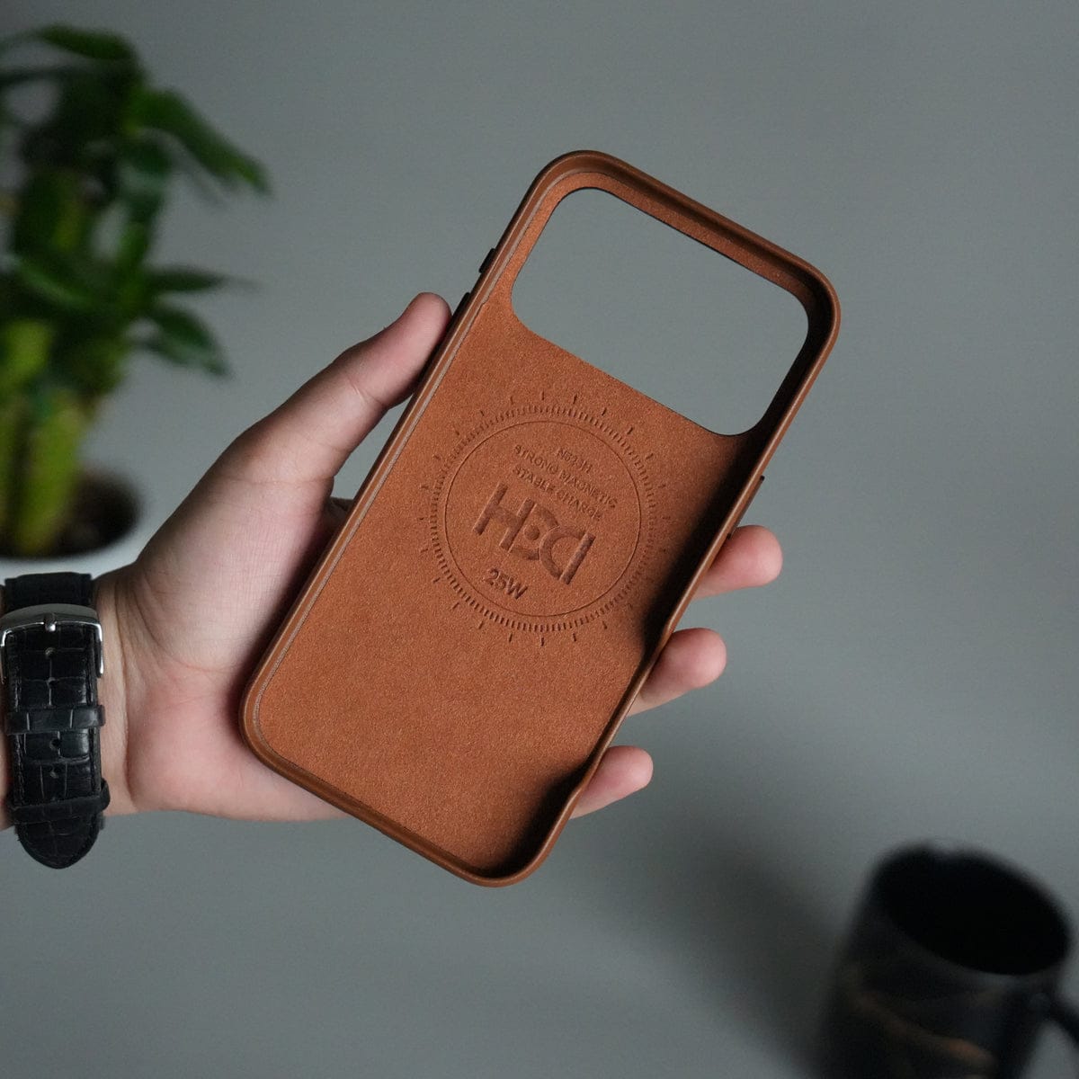 iPhone 17 Pro Premium PU Leather MagSafe Case | Metal Camera Frame Luxury Back Cover | Brown