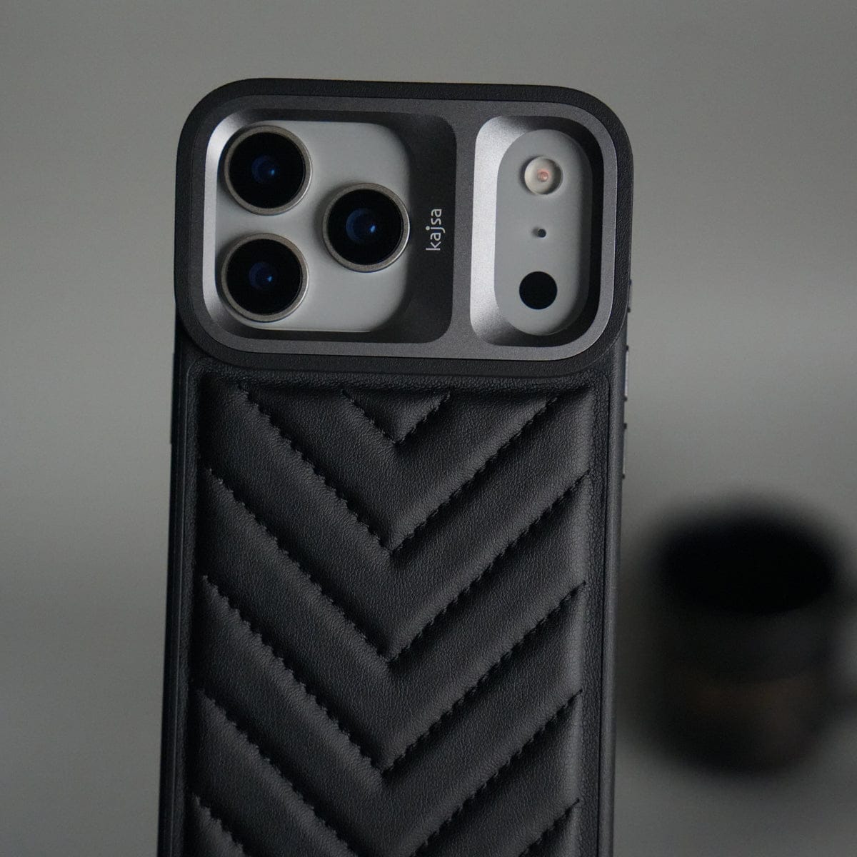 iPhone 17 Pro PUFF Leather Metallic Camera Frame Case Cover