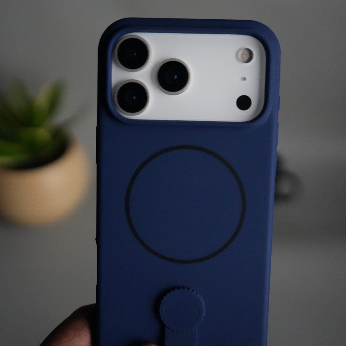 iPhone 17 Pro Max Silicone Case | Magnetic Ring | Silicone Rotating Grip Strap Cover