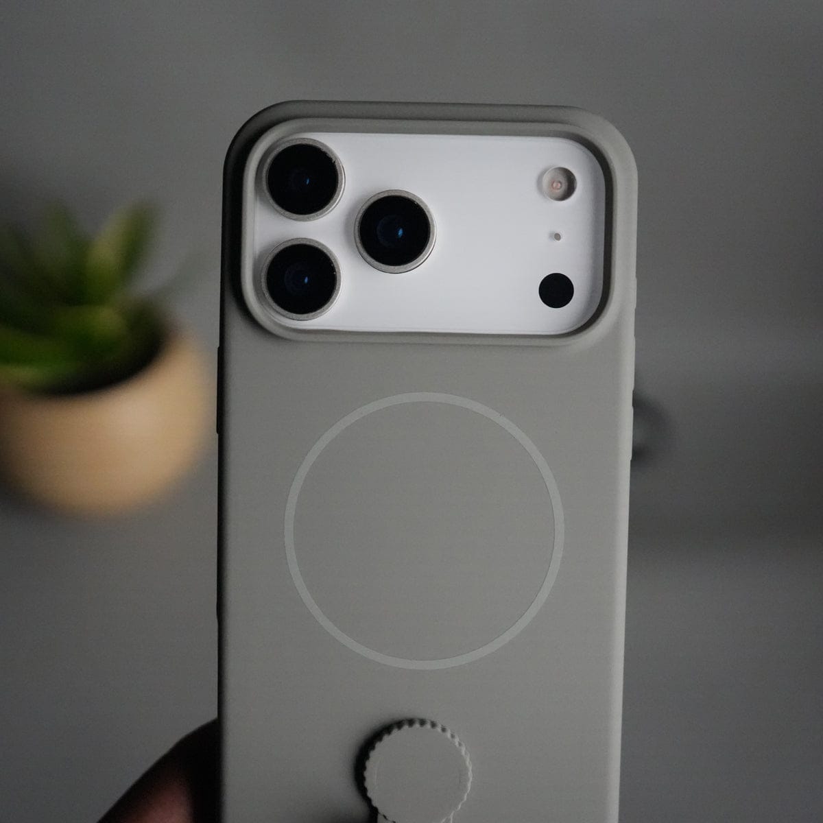 iPhone 17 Pro Max Silicone Case | Magnetic Ring | Silicone Rotating Grip Strap Cover