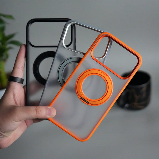 iPhone 17 Pro Max Transparent Magnetic Ring Case | Frosted Shockproof Kickstand Cover