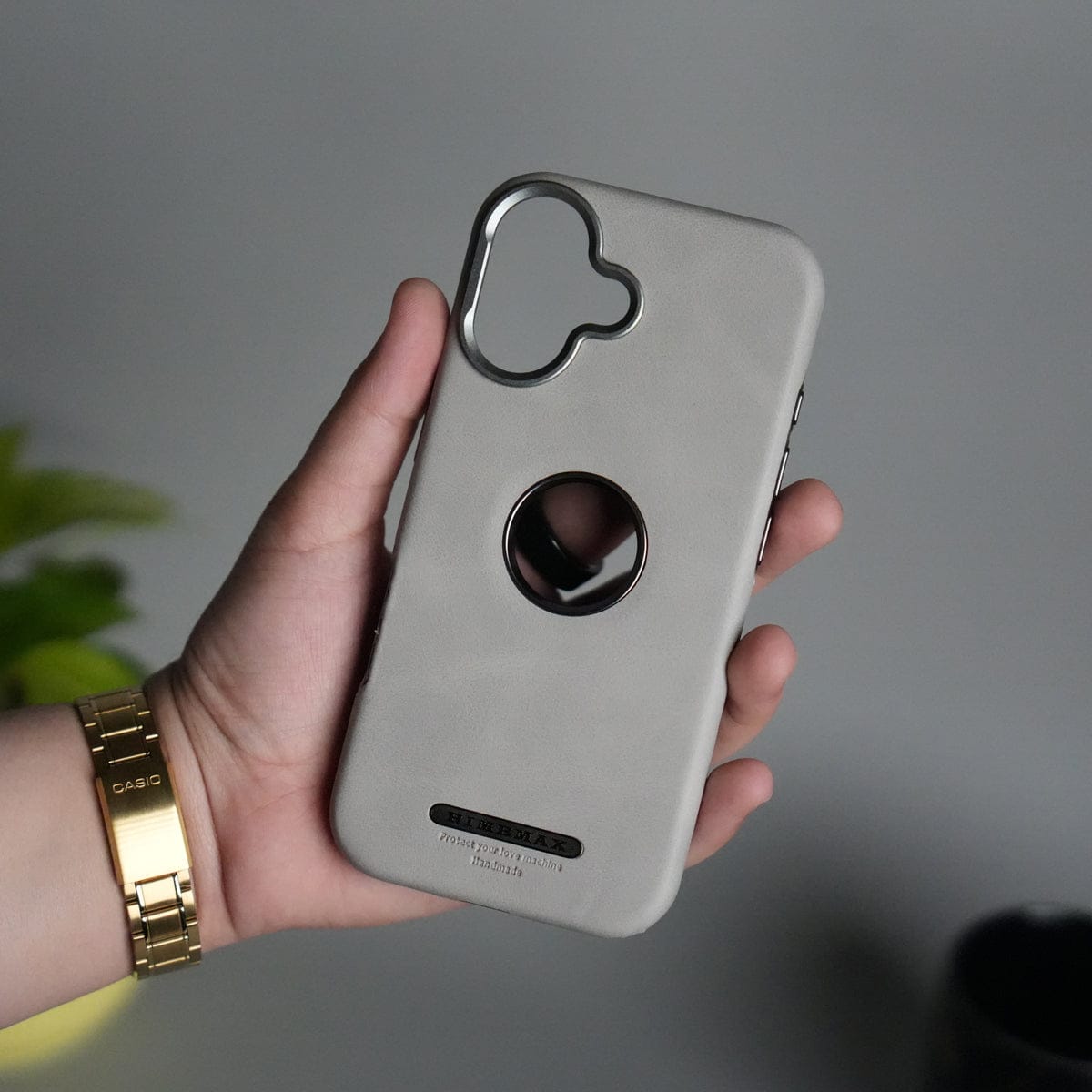 iPhone 17 PU Leather Logo Cut MagSafe Case | Metal Camera Frame with Premium Finish