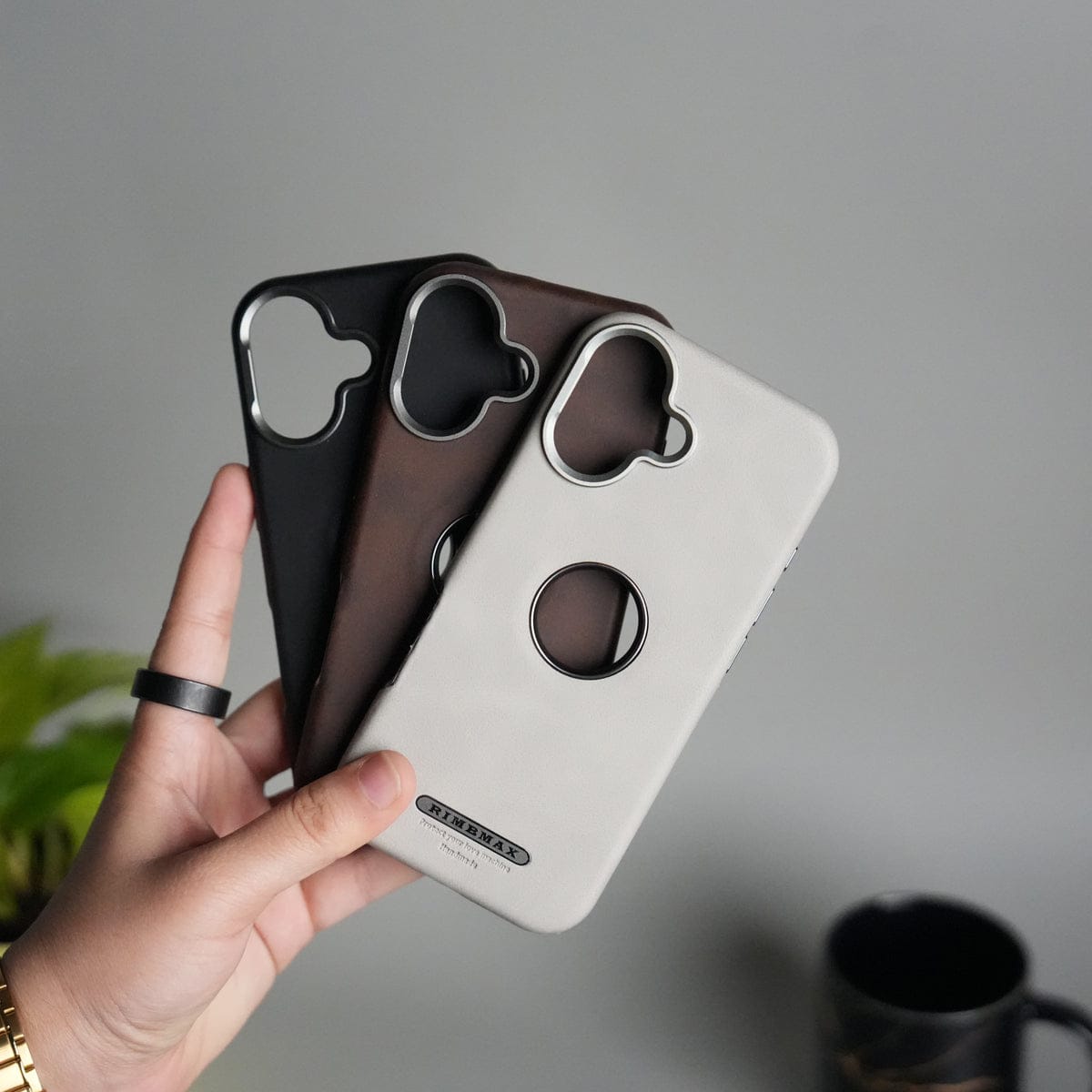iPhone 17 PU Leather Logo Cut MagSafe Case | Metal Camera Frame with Premium Finish
