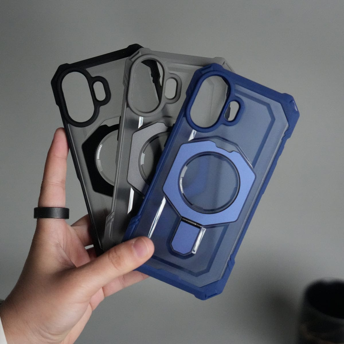 iPhone 17 â€“ Rugged Armor MagSafe Case with Metal Kickstand
