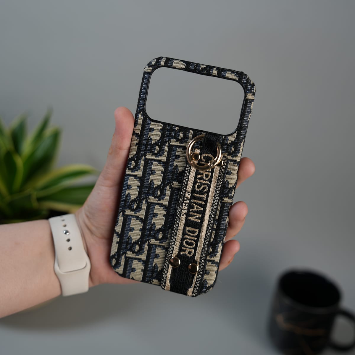 iPhone 17 Series Luxury Brand CD Belt Pattern Case Cover (Blue)