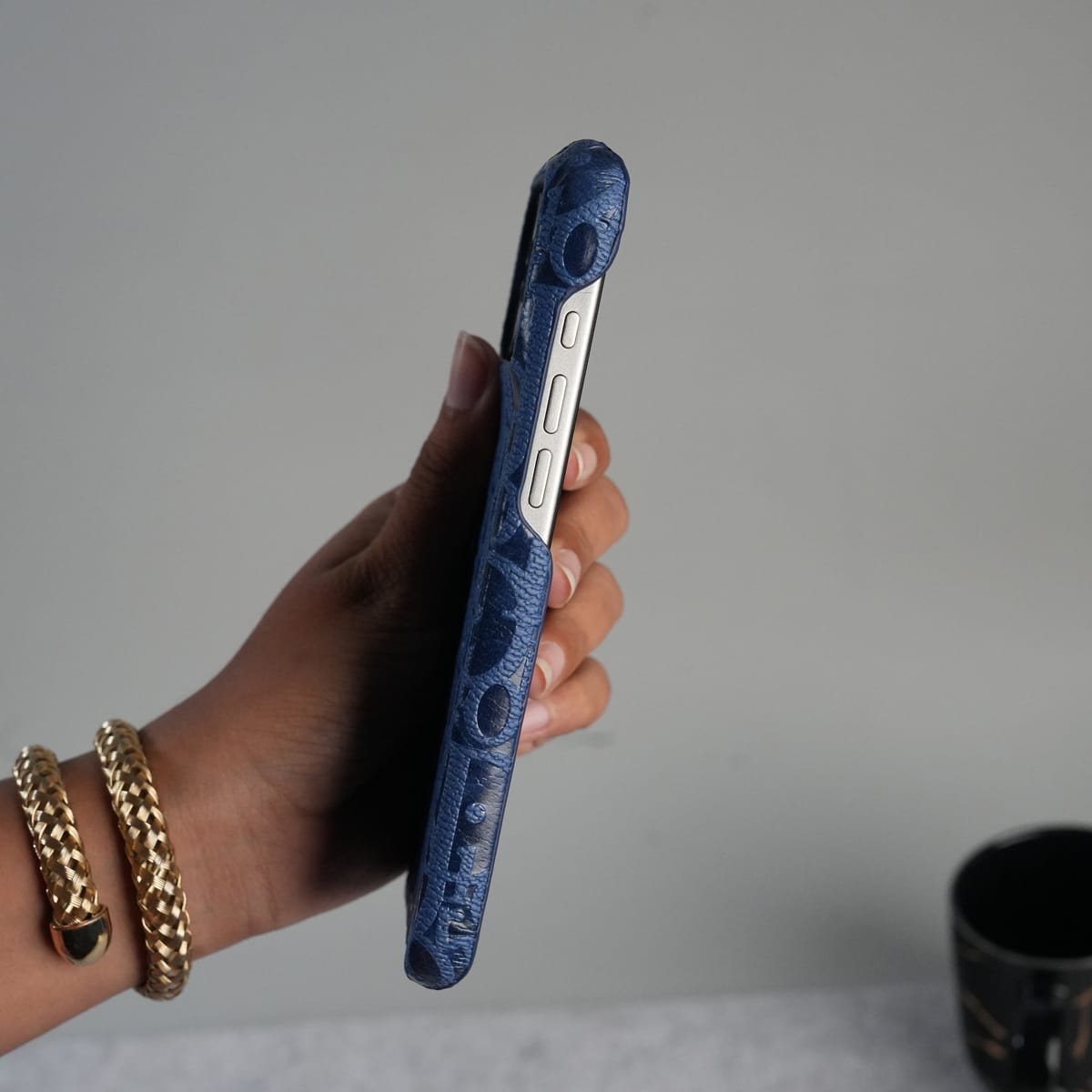 iPhone 17 Series Luxury CD Full PU Leather Designer Case Cover | Blue