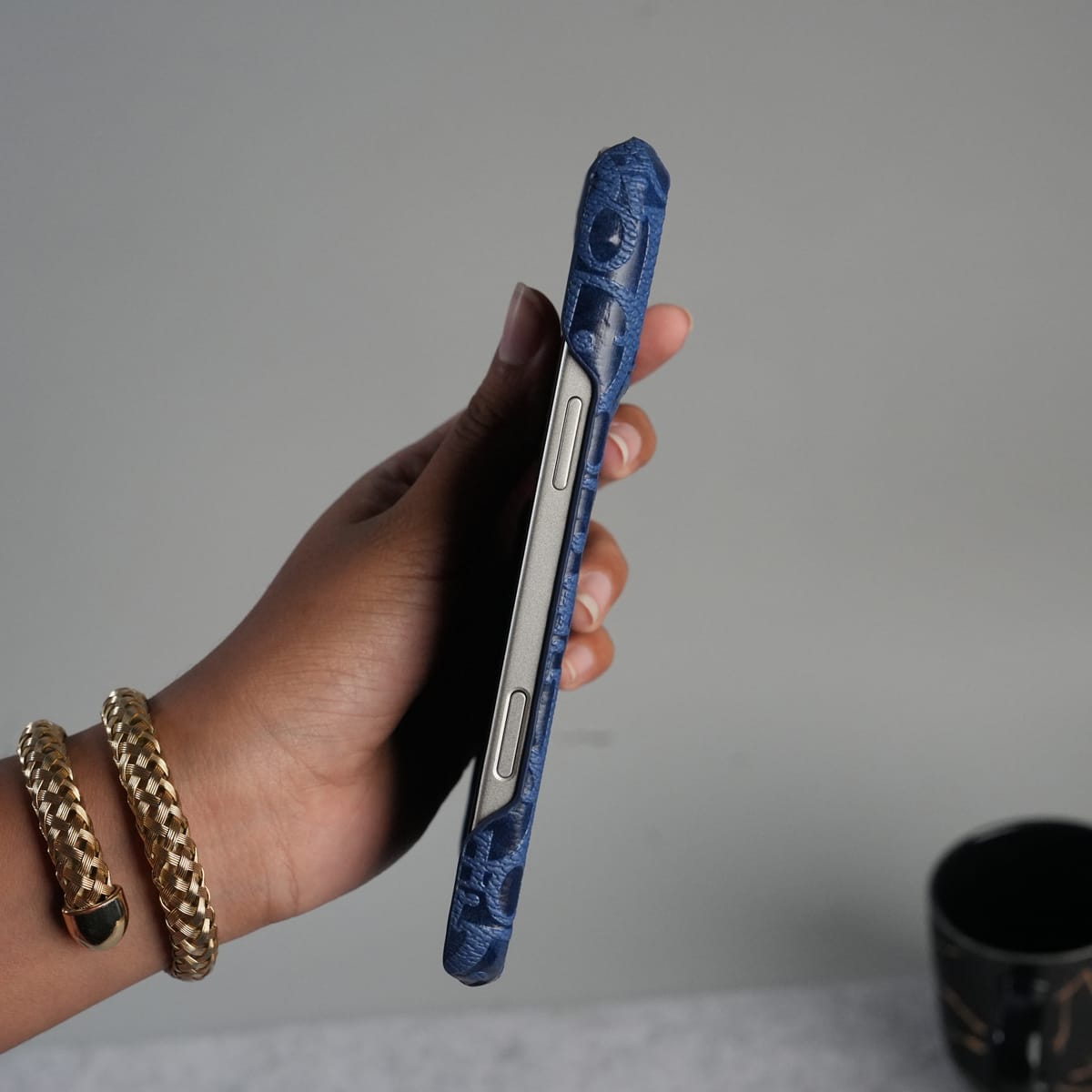 iPhone 17 Series Luxury CD Full PU Leather Designer Case Cover | Blue