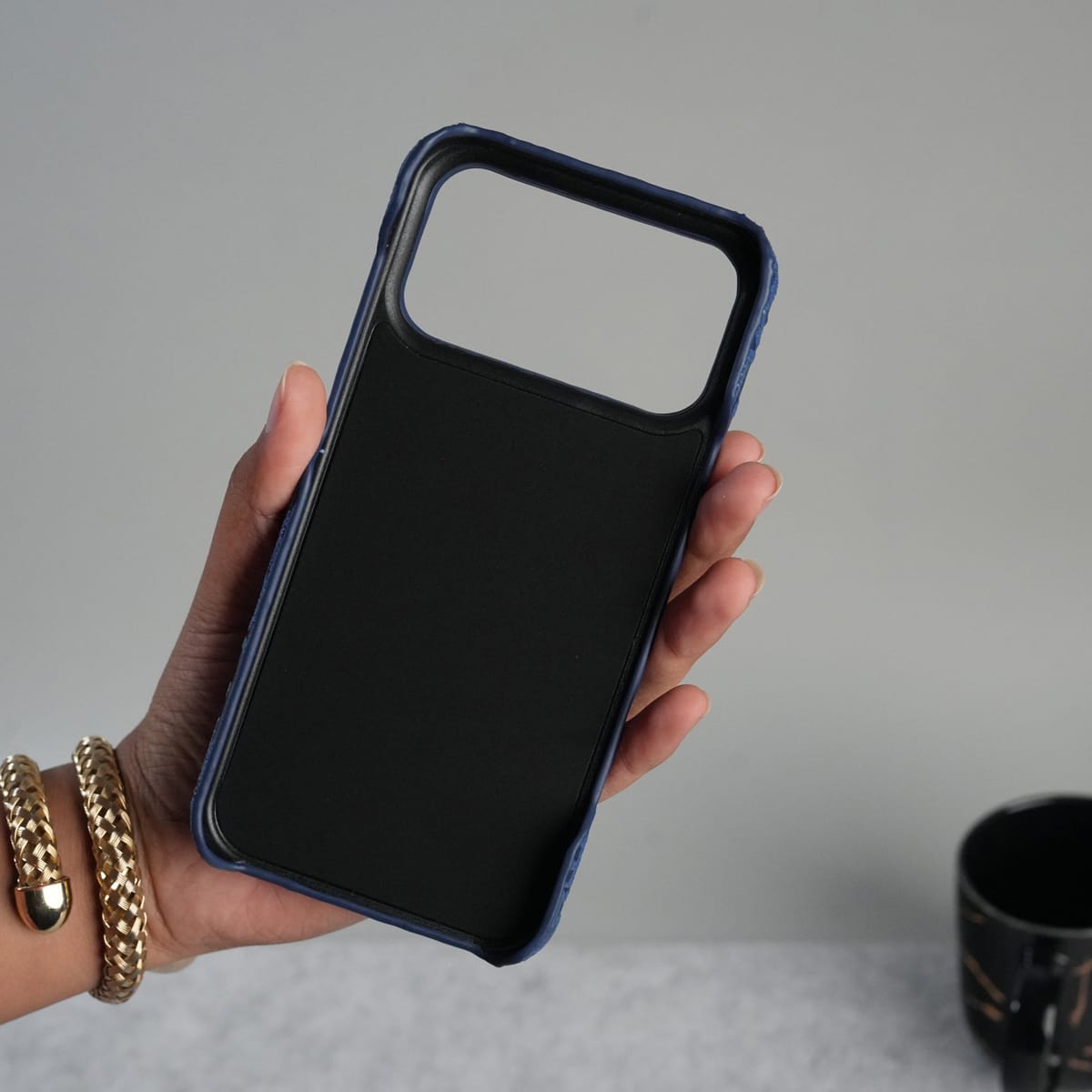 iPhone 17 Series Luxury CD Full PU Leather Designer Case Cover | Blue
