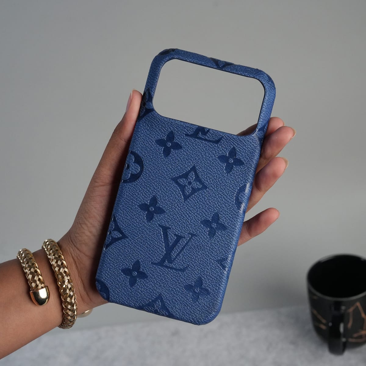 iPhone 17 Series Luxury Full PU Leather Designer Case Cover | Blue