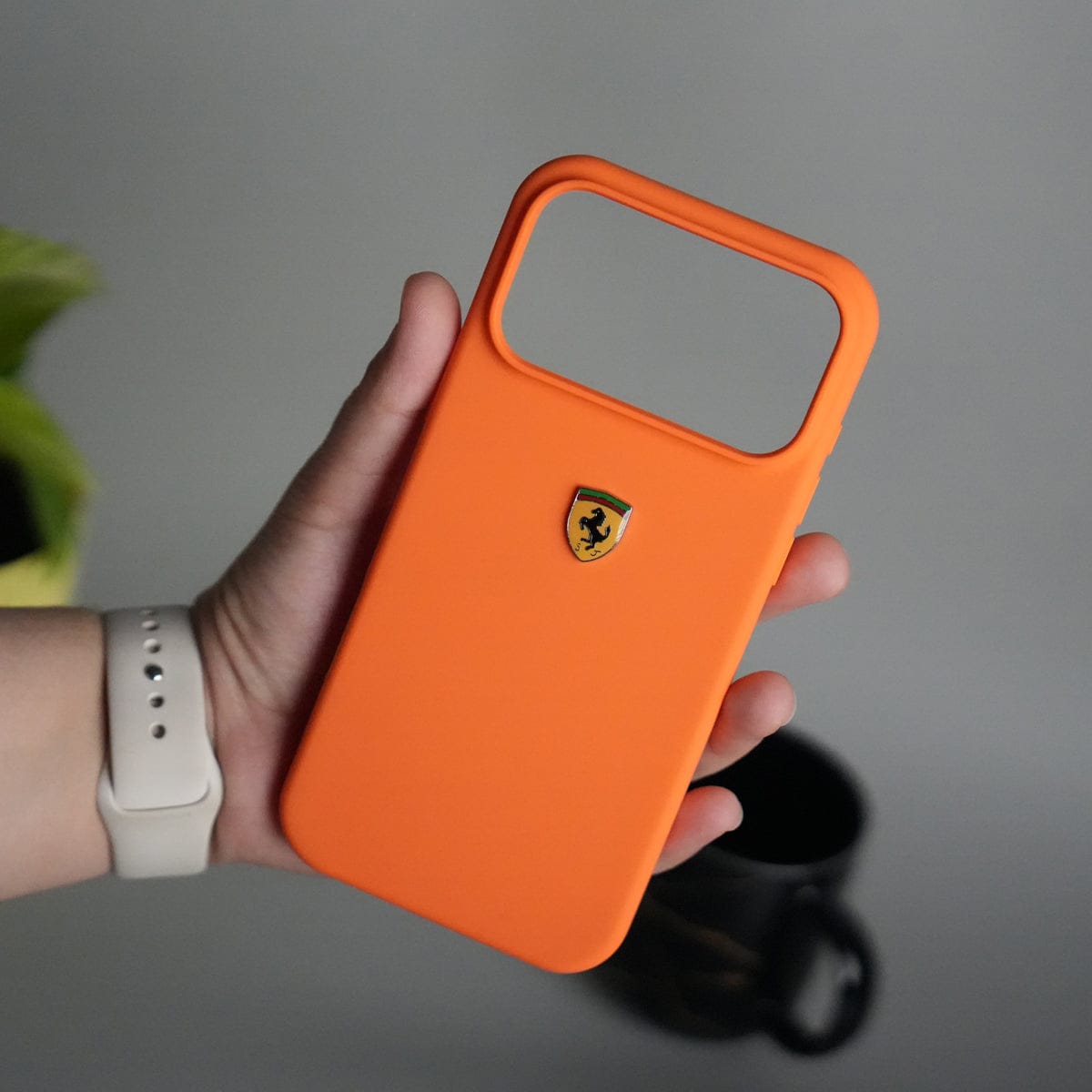 iPhone 17 Series Sports Car Logo Liquid Silicone Case Cover ORANGE
