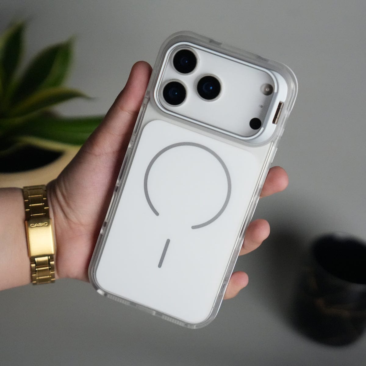 iPhone 17 Pro Matte Finish MagSafe Case with Ultra-Slim Metal Kickstand