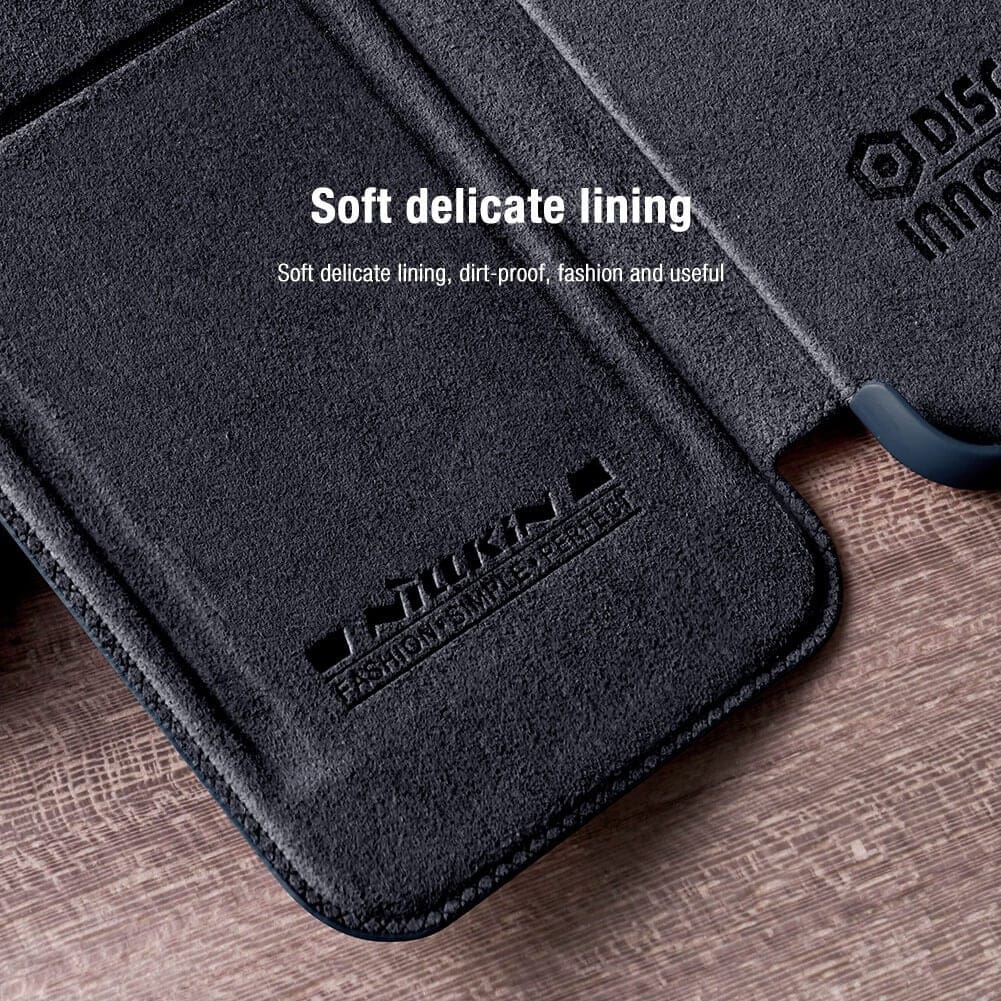 iPhone 14 Plus Camera Protection QIN Leather Flip Case Black