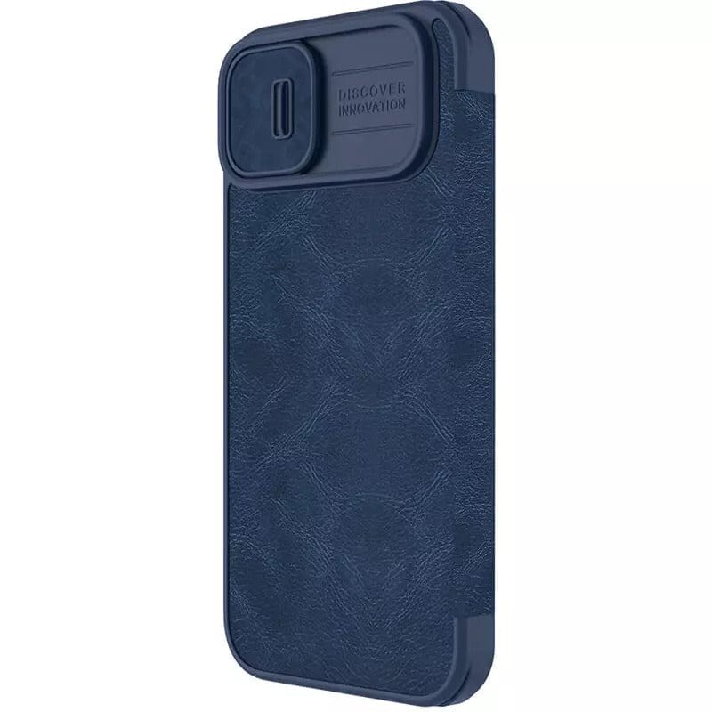 iPhone 14 Plus Camera Protection QIN Leather Flip Case Blue