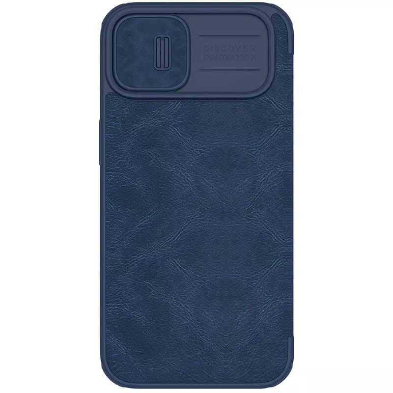 iPhone 14 Plus Camera Protection QIN Leather Flip Case Blue