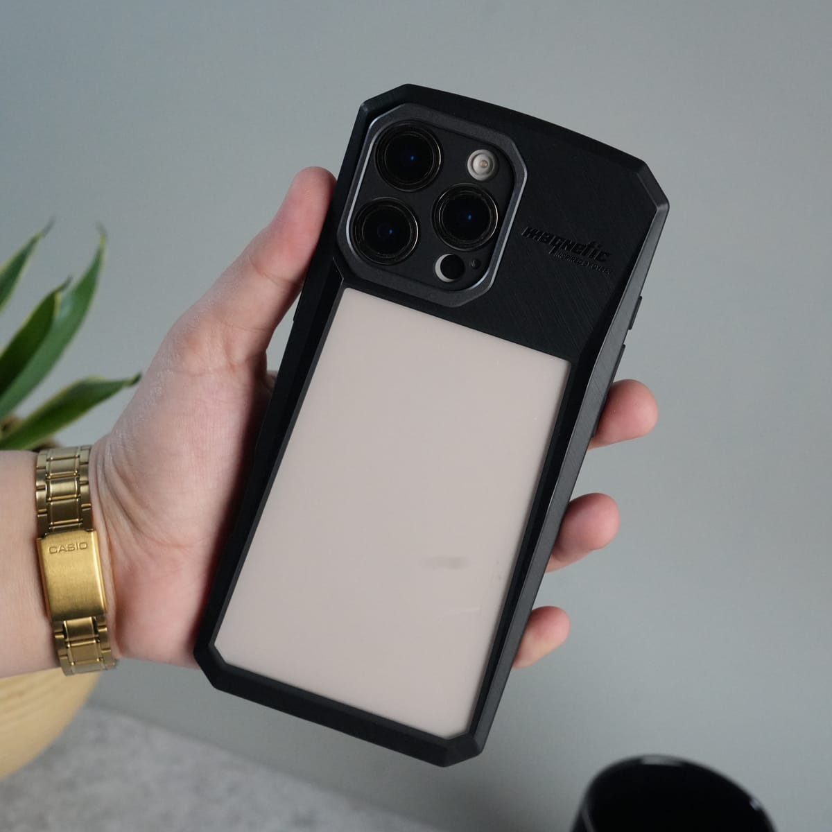 iPhone 16 Series Airbag Shockproof Cyber Series Bumper Shell Case Cover (Black)