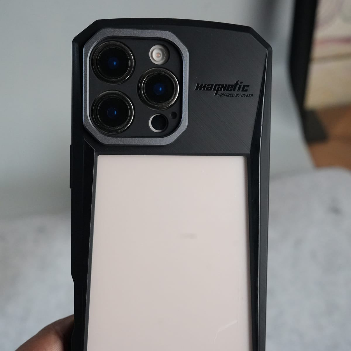 iPhone 16 Series Airbag Shockproof Cyber Series Bumper Shell Case Cover (Black)