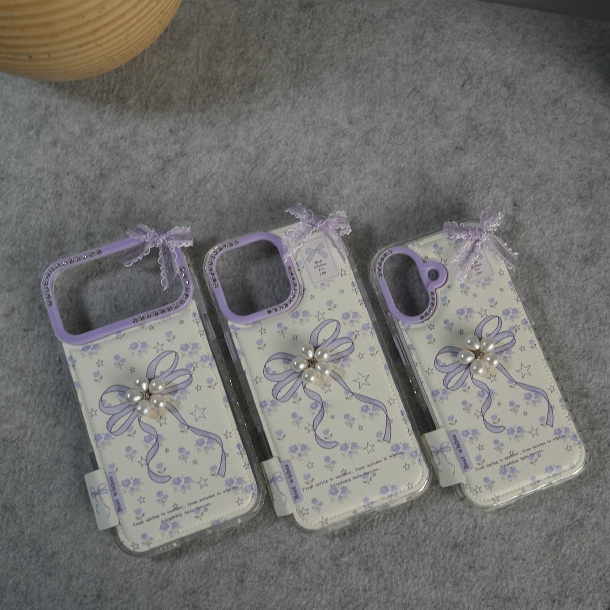 iPhone Cute Bow Pearl Case | Lavender Aesthetic Designer Cover