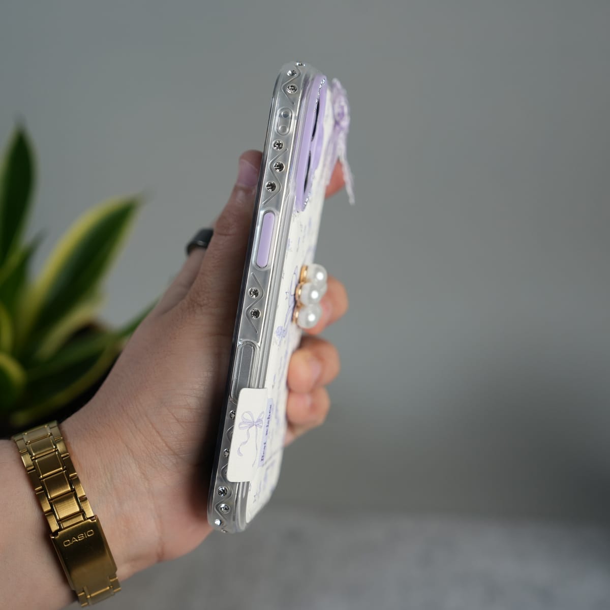 iPhone Cute Bow Pearl Case | Lavender Aesthetic Designer Cover