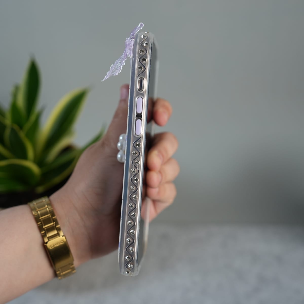 iPhone Cute Bow Pearl Case | Lavender Aesthetic Designer Cover