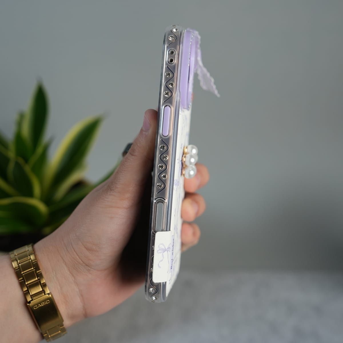 iPhone Cute Bow Pearl Case | Lavender Aesthetic Designer Cover