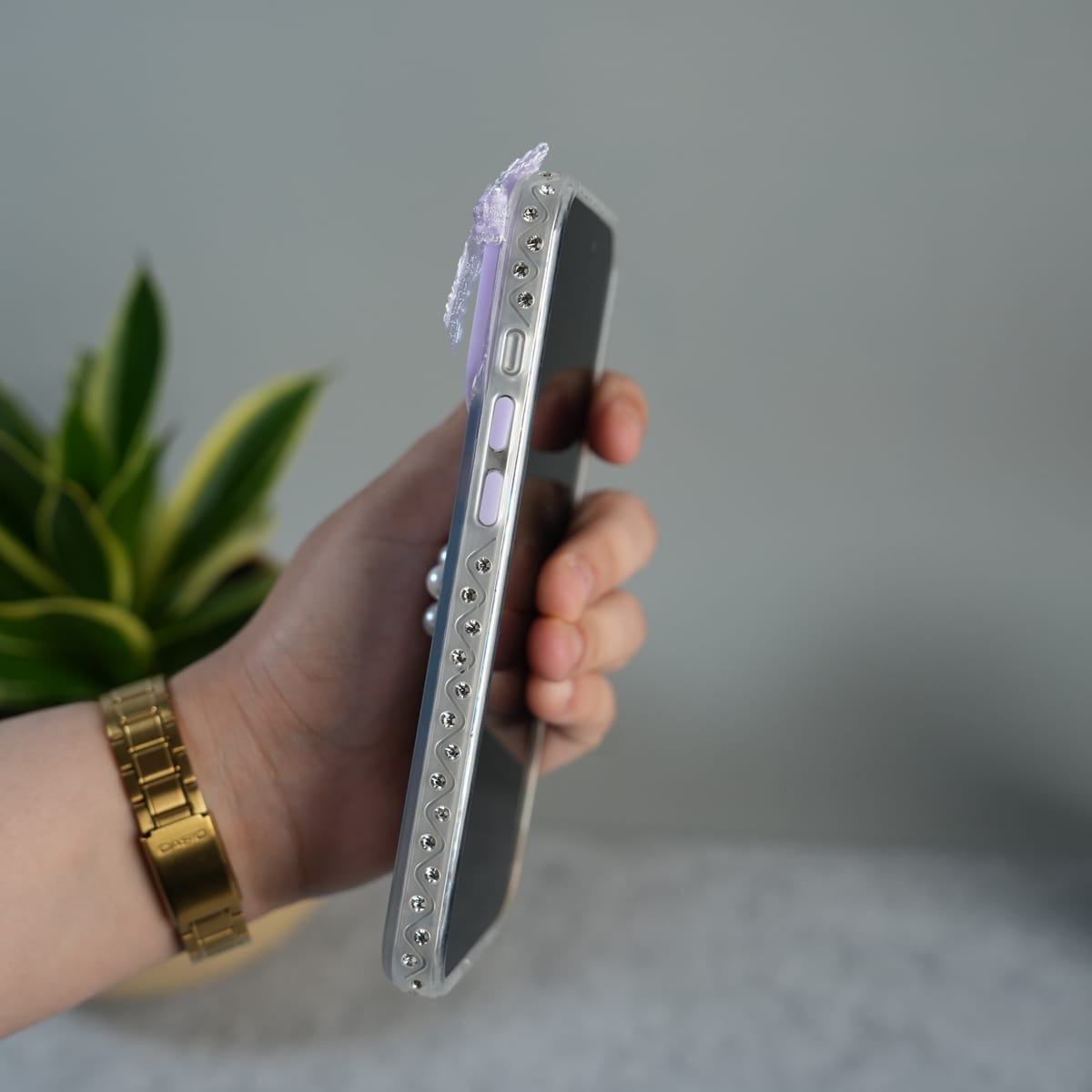 iPhone Cute Bow Pearl Case | Lavender Aesthetic Designer Cover