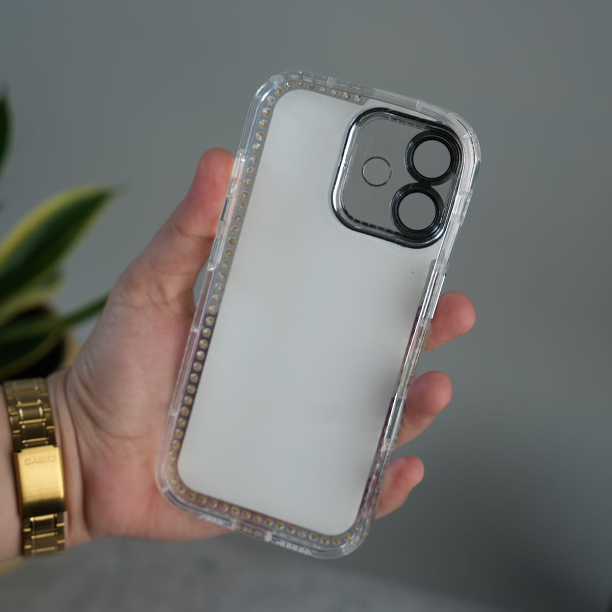 iPhone Luxury 3D Oil Painting Floral Design Glitter Lens Protection Stand Cover | Orange