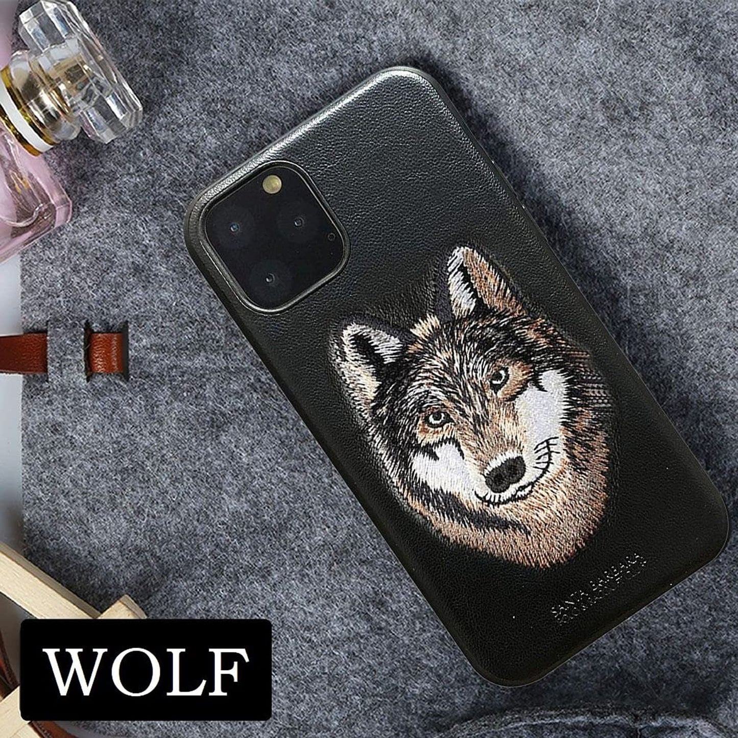 iPhone Luxury Santa Barbara Leather Savana Series Wolf Back Cover