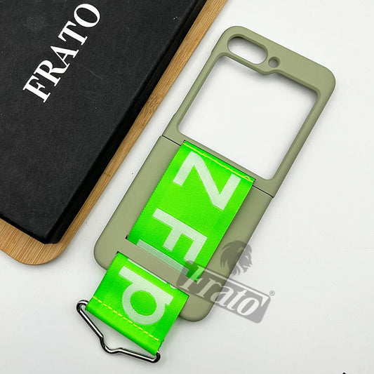 Samsung Galaxy Z Flip 5 Liquid Silicone Wristband Strap Case Cover (Dusky Green)
