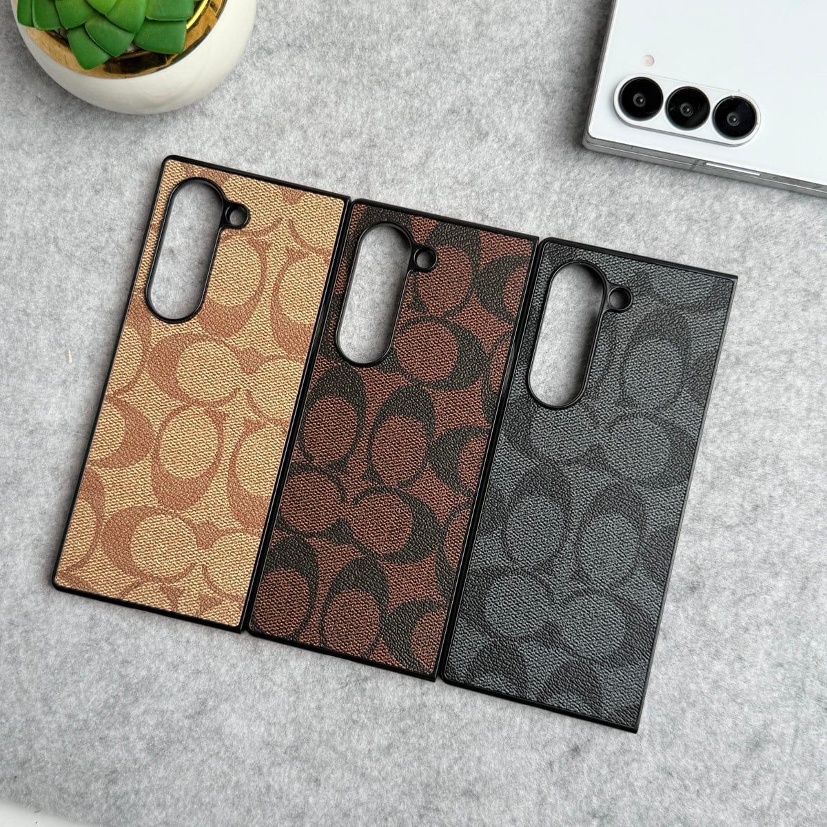 Samsung Galaxy Z Fold 5 Luxury CC Brand PU Leather Design Case Cover