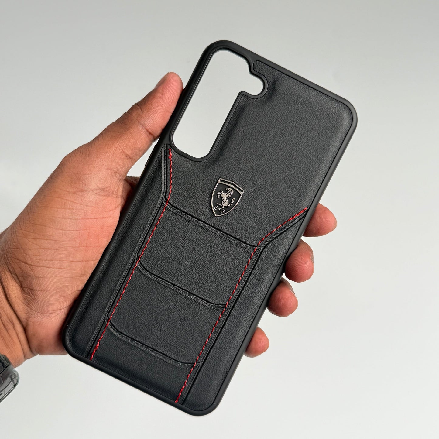 FR Sports Car Logo Side Stitch Leather For Samsung Galaxy S23 Plus