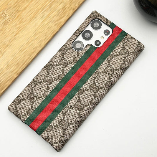 Samsung Galaxy S23 Ultra Premium Luxury GG Brand Leather Case Cover