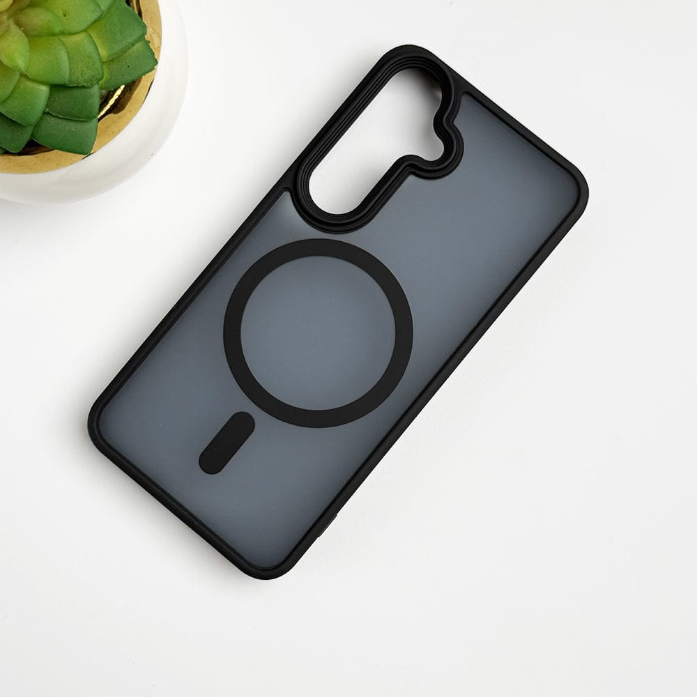 Samsung Galaxy S24 Smoke Transparent Case With Magnetic Charging Ring