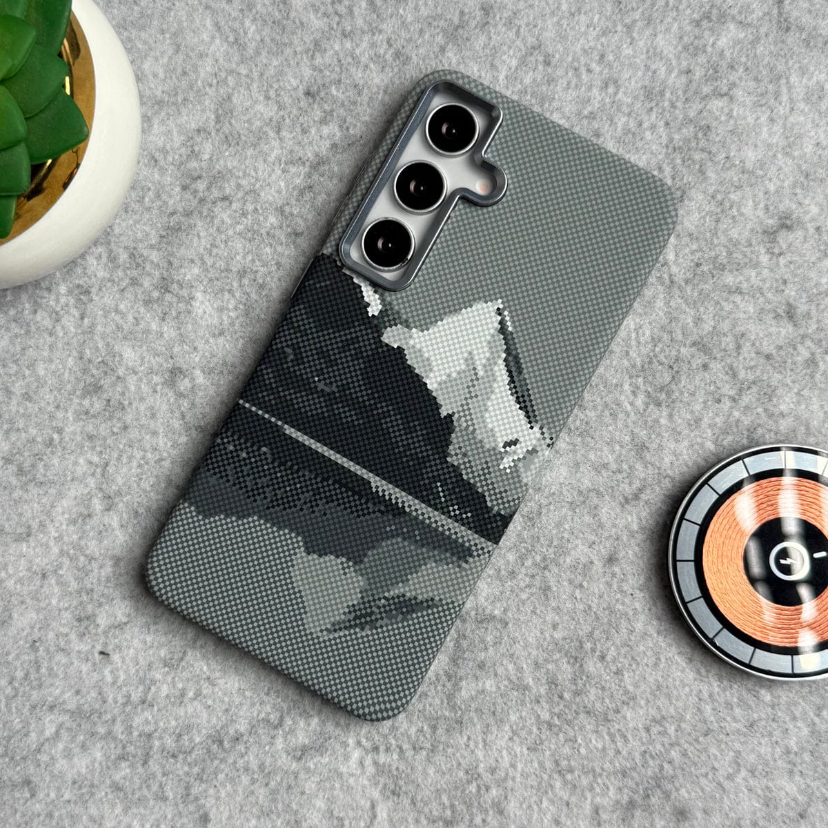 Samsung Galaxy S25 Carbon Fiber Texture Aramid Design Hard Pc MagSafe Case Cover