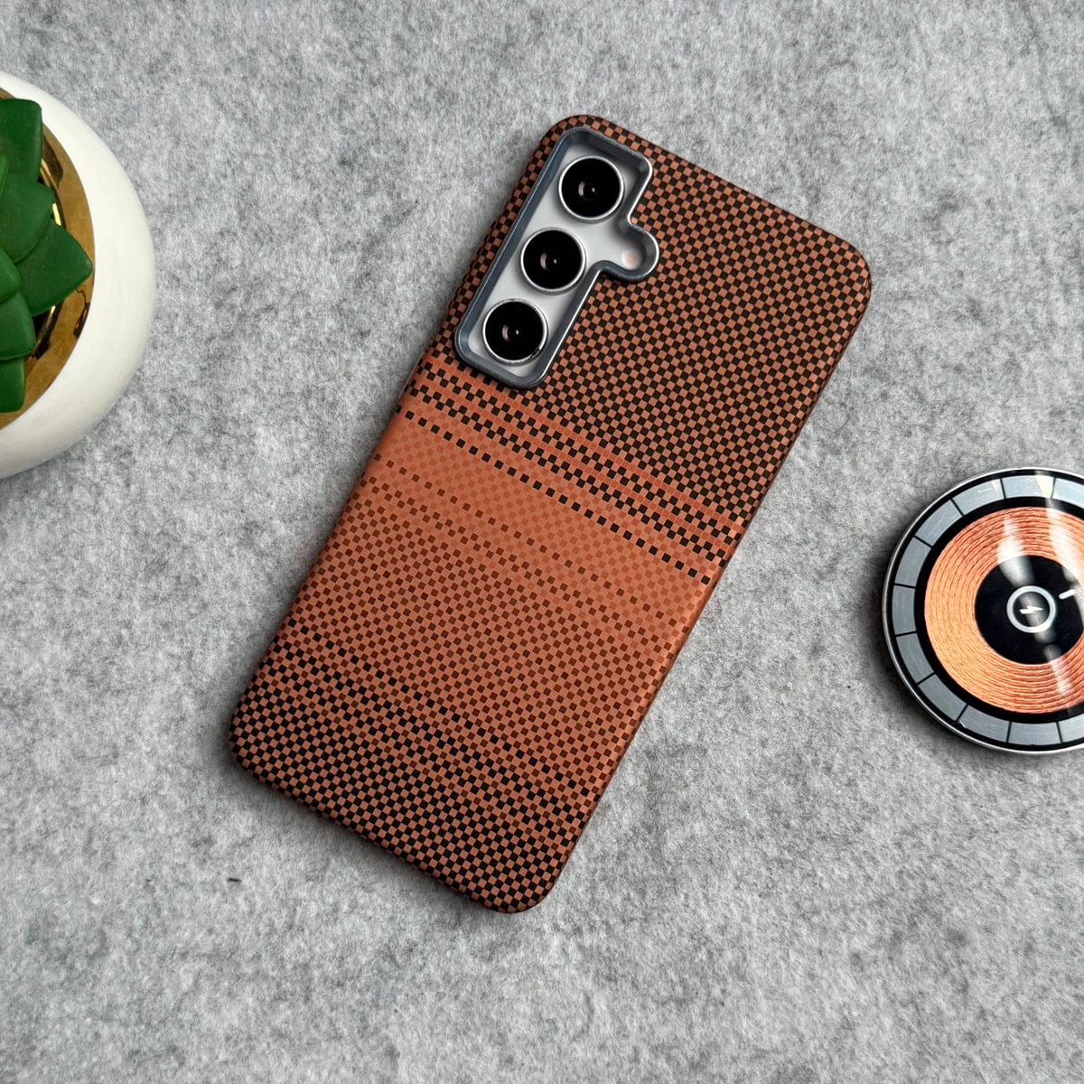 Samsung Galaxy S25 Carbon Fiber Texture Aramid Design Hard Pc MagSafe Case Cover