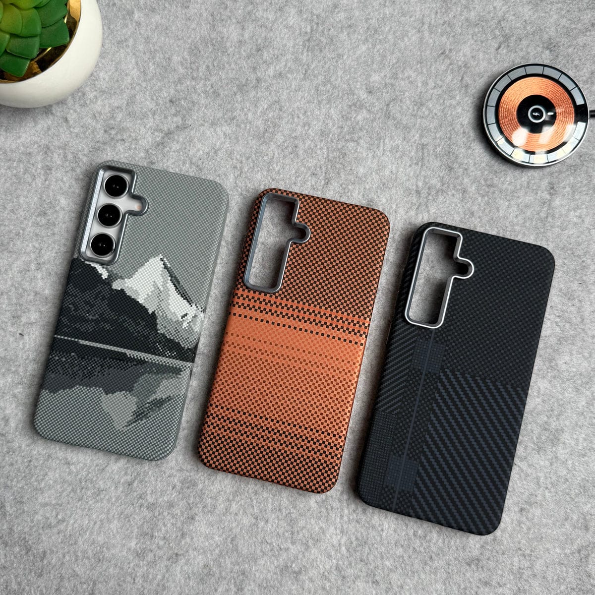 Samsung Galaxy S25 Carbon Fiber Texture Aramid Design Hard Pc MagSafe Case Cover