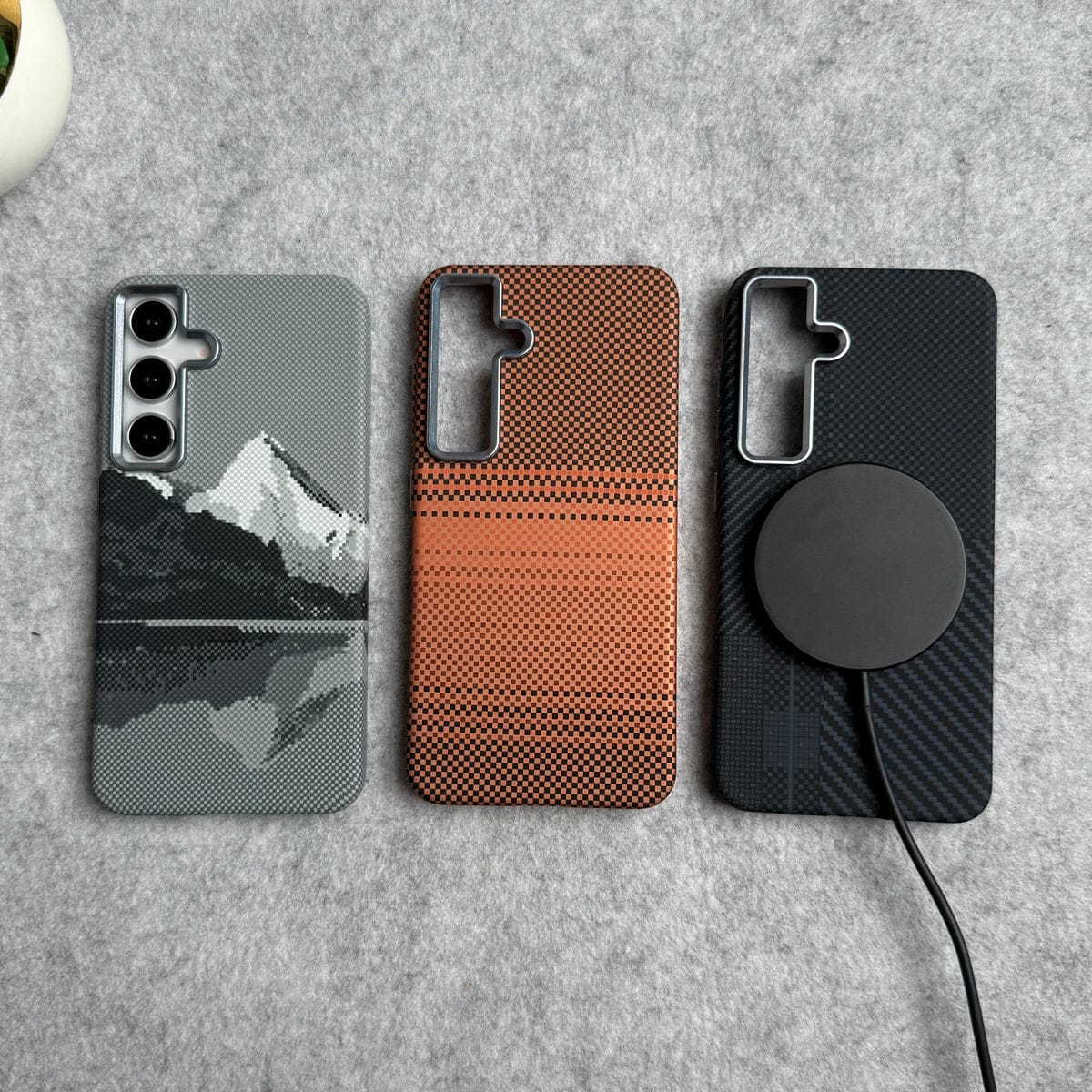 Samsung Galaxy S25 Carbon Fiber Texture Aramid Design Hard Pc MagSafe Case Cover