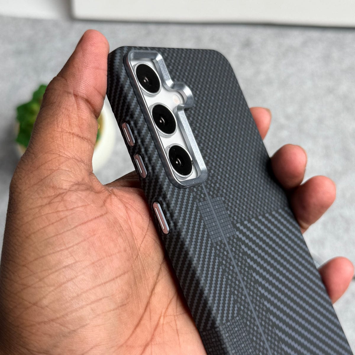 Samsung Galaxy S25 Carbon Fiber Texture Aramid Design Hard Pc MagSafe Case Cover