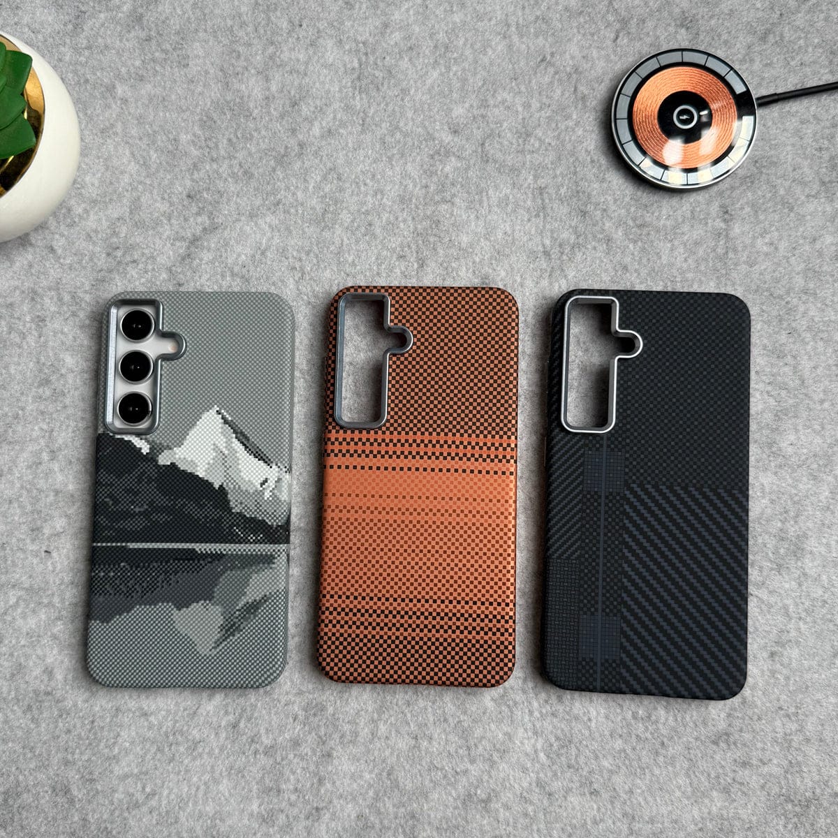 Samsung Galaxy S25 Carbon Fiber Texture Aramid Design Hard Pc MagSafe Case Cover