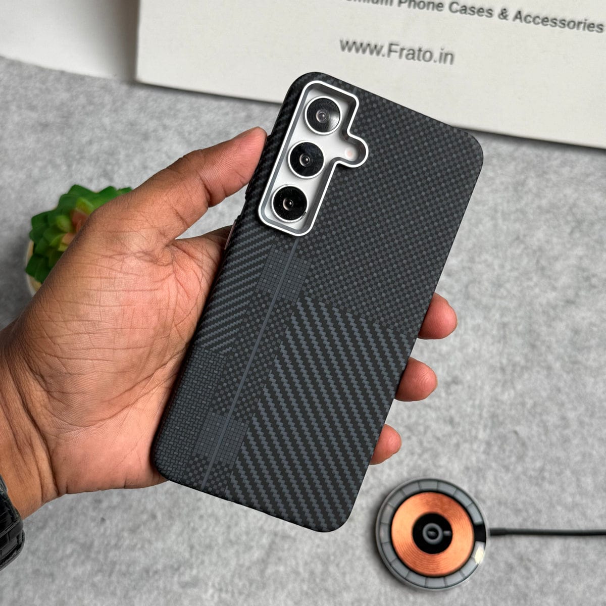Samsung Galaxy S25 Carbon Fiber Texture Aramid Design Hard Pc MagSafe Case Cover