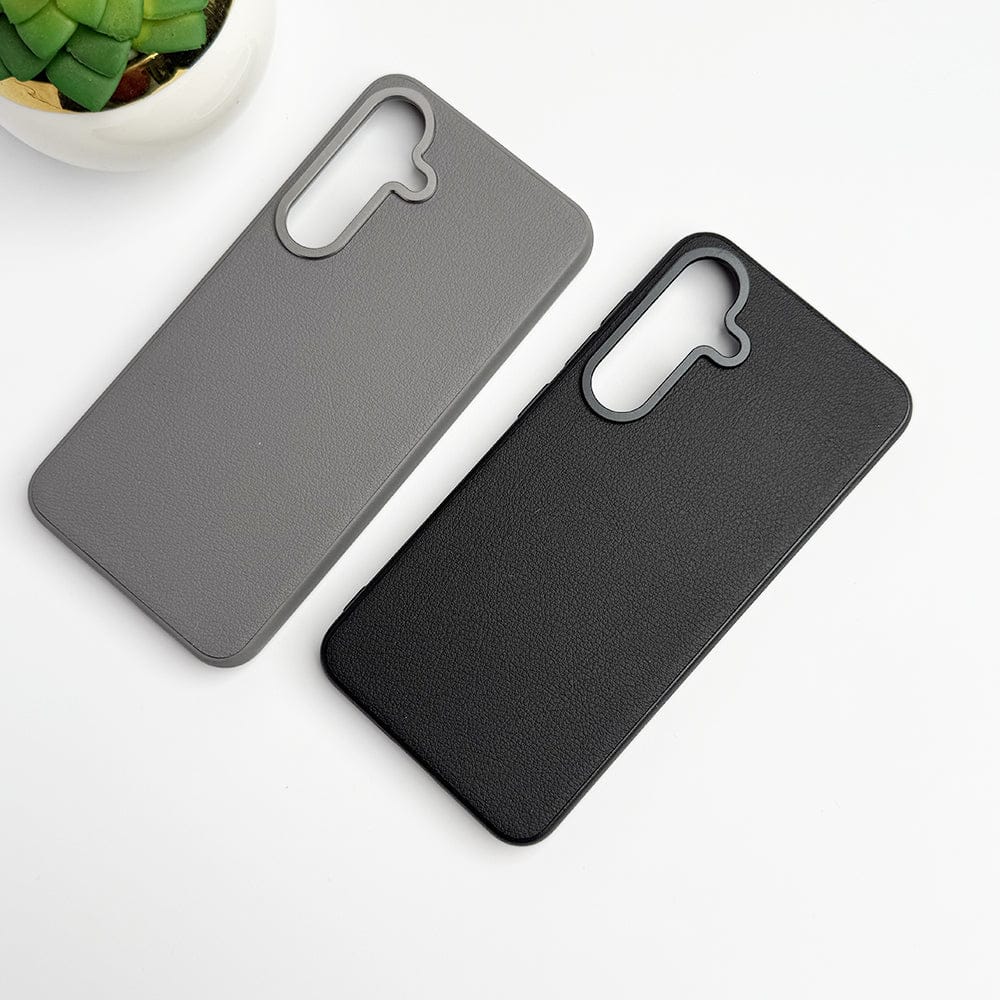 Samsung Galaxy S24 Plus Leather Texture Case Cover With Metal Camera Bumper